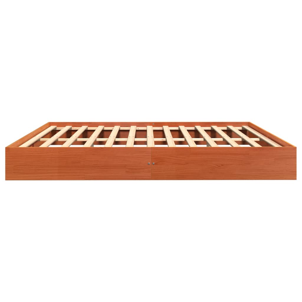 Bed Frame without Mattress Wax Brown 200x200 cm Solid Wood Pine