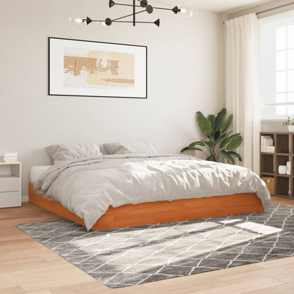 Bed Frame without Mattress Wax Brown 200x200 cm Solid Wood Pine