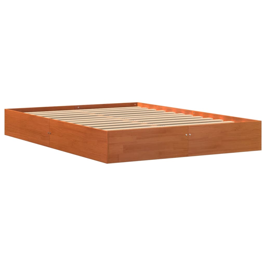 Bed Frame without Mattress Wax Brown 140x200 cm Solid Wood Pine