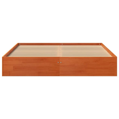 Bed Frame without Mattress Wax Brown 140x200 cm Solid Wood Pine