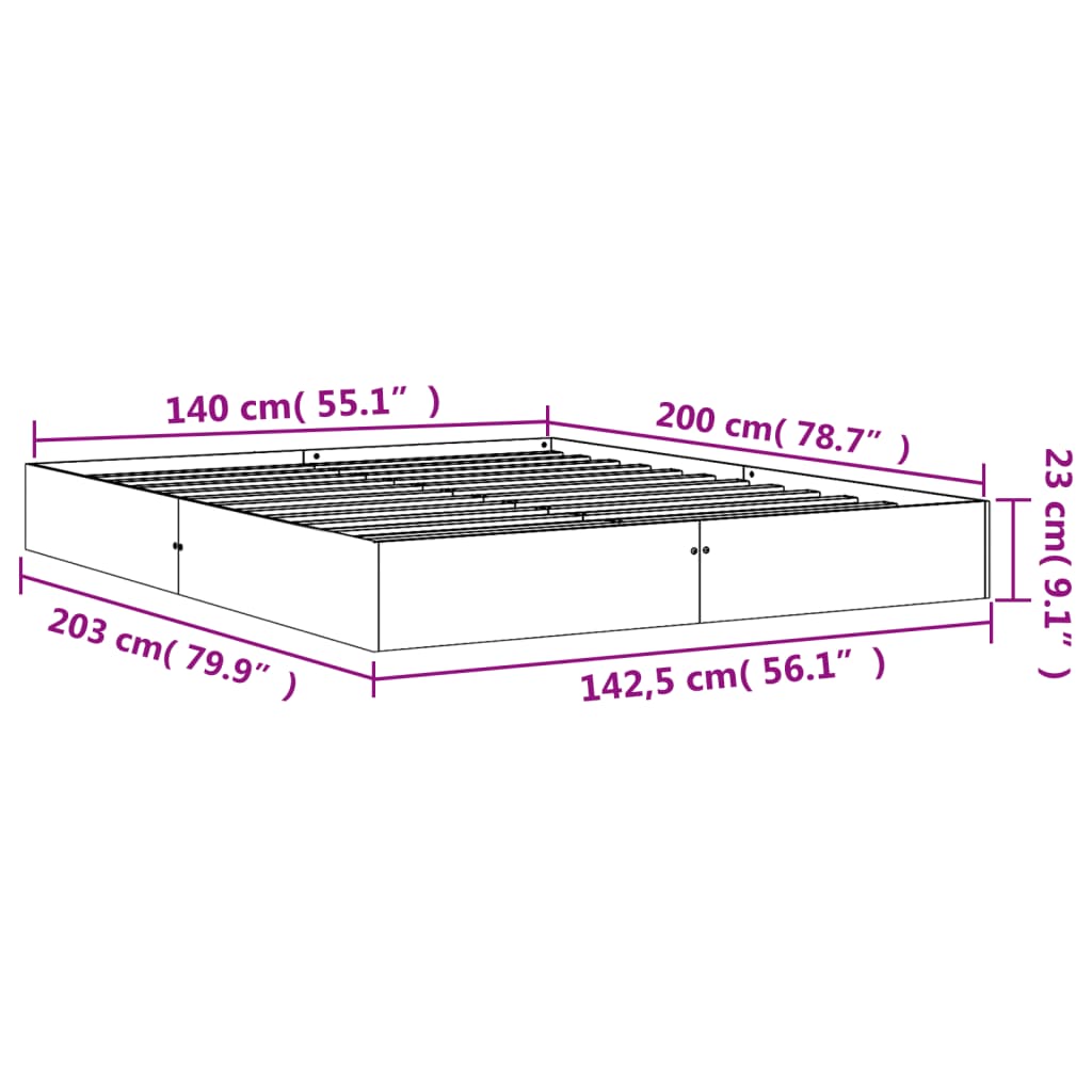 Bed Frame without Mattress Wax Brown 140x200 cm Solid Wood Pine