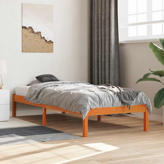 Bed Frame without Mattress Wax Brown 75x190 cm Solid Wood Pine