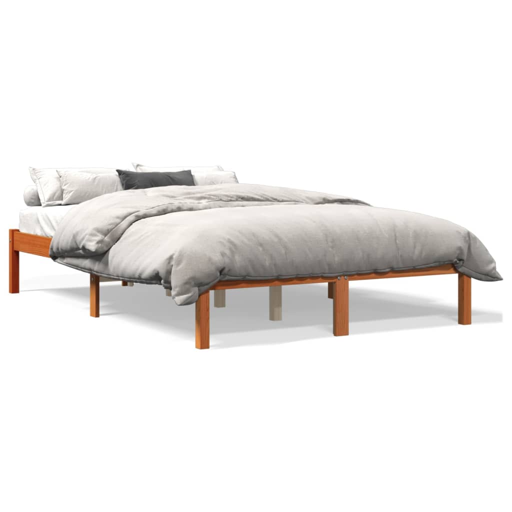 Bed Frame without Mattress Wax Brown 120x190 cm Small Double Solid Wood Pine