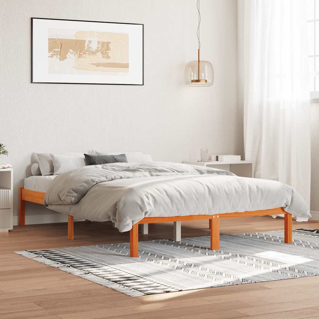 Bed Frame without Mattress Wax Brown 120x190 cm Solid Wood Pine