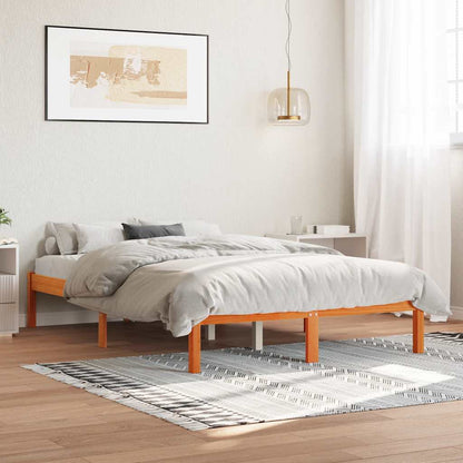 Bed Frame without Mattress Wax Brown 135x190 cm Solid Wood Pine