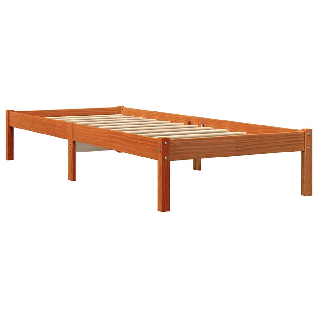 Bed Frame without Mattress Wax Brown 100x200 cm Solid Wood Pine