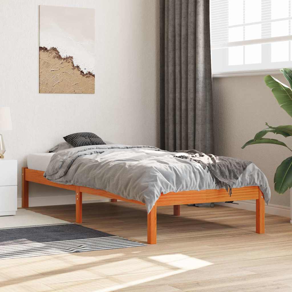 Bed Frame without Mattress Wax Brown 100x200 cm Solid Wood Pine