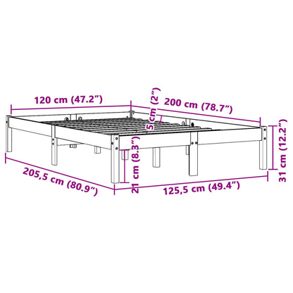 Bed Frame without Mattress Wax Brown 120x200 cm Solid Wood Pine