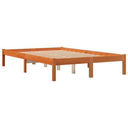Bed Frame without Mattress Wax Brown 140x200 cm Solid Wood Pine