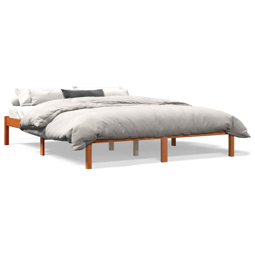 Bed Frame without Mattress Wax Brown 150x200 cm Solid Wood Pine