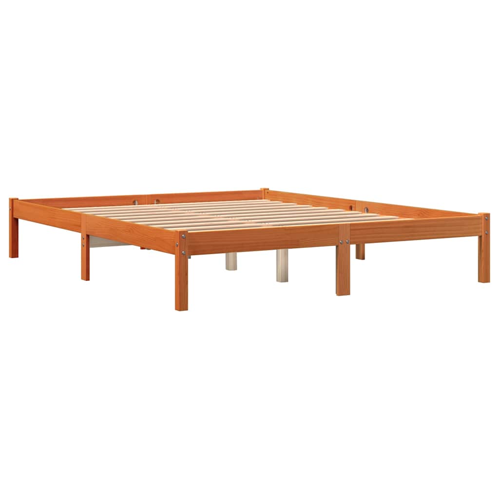 Bed Frame without Mattress Wax Brown 150x200 cm Solid Wood Pine
