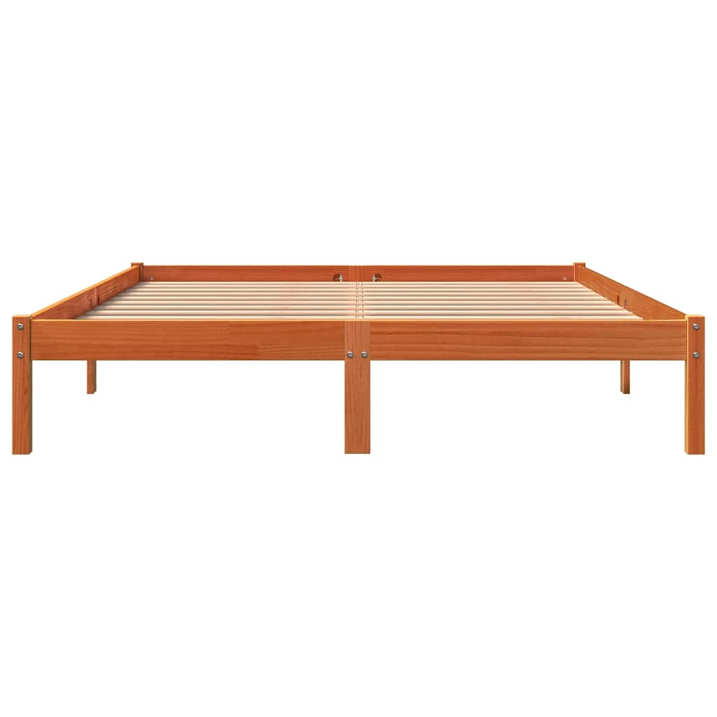 Bed Frame without Mattress Wax Brown 150x200 cm Solid Wood Pine