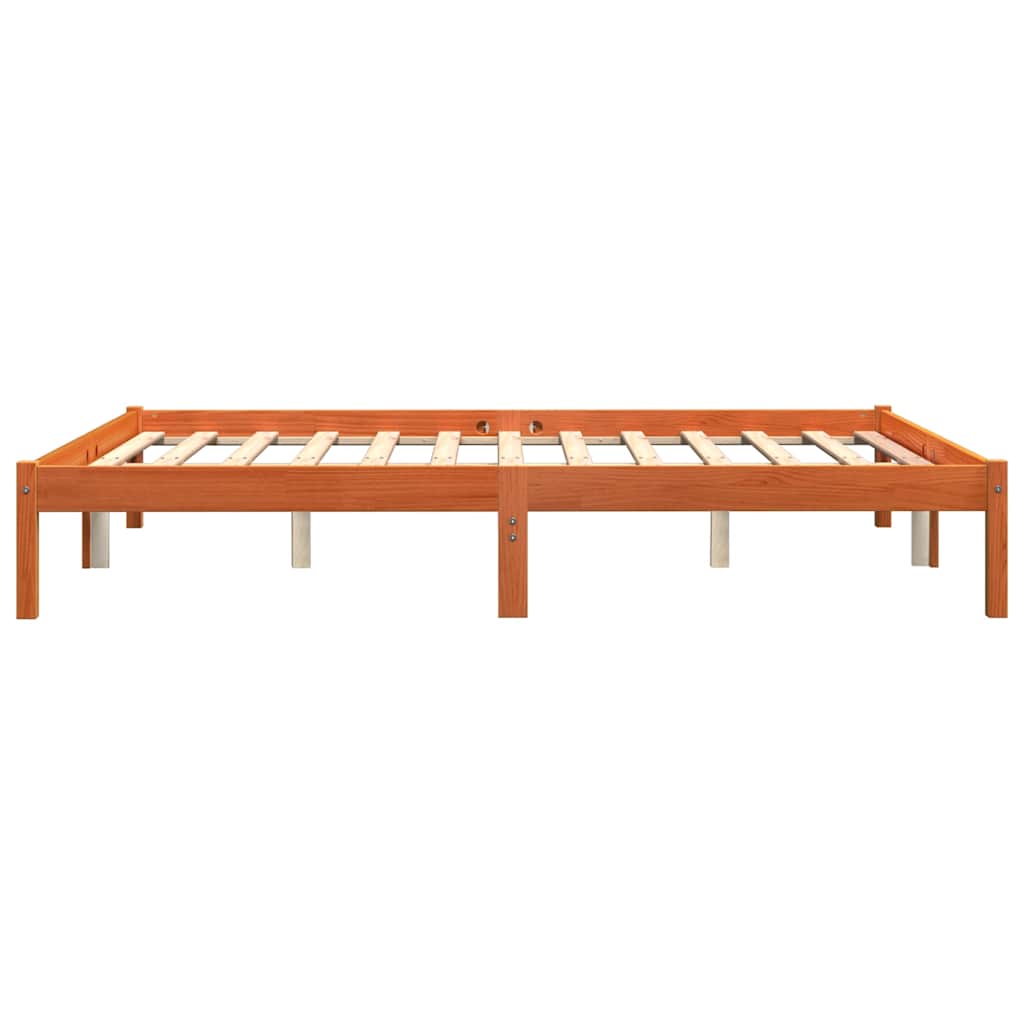 Bed Frame without Mattress Wax Brown 150x200 cm Solid Wood Pine