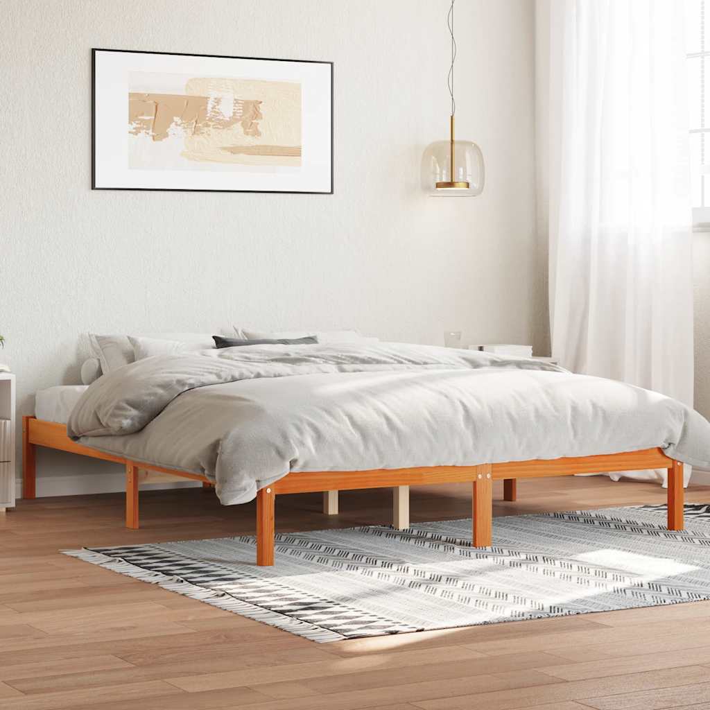 Bed Frame without Mattress Wax Brown 150x200 cm Solid Wood Pine