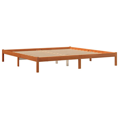 Bed Frame without Mattress Wax Brown 200x200 cm Solid Wood Pine