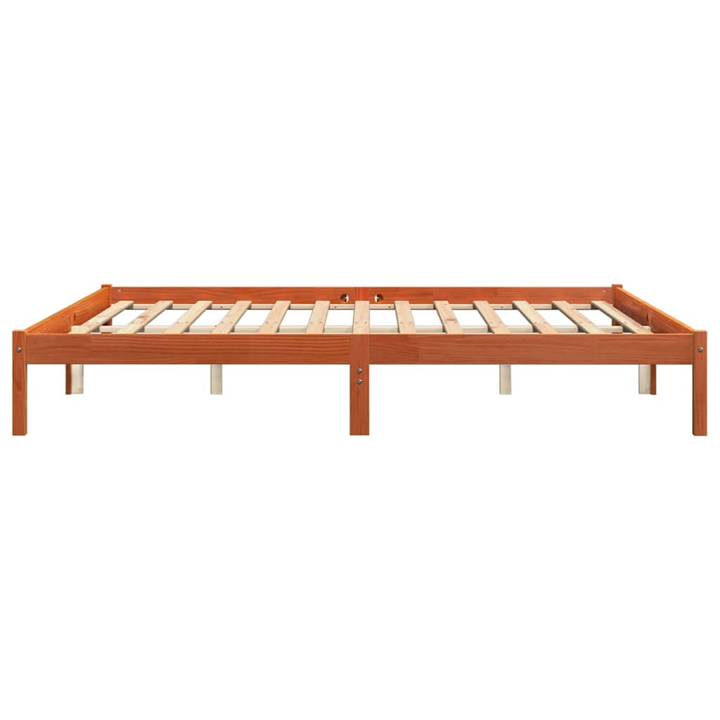 Bed Frame without Mattress Wax Brown 200x200 cm Solid Wood Pine