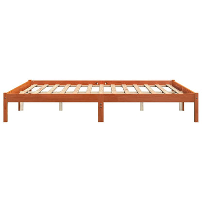Bed Frame without Mattress Wax Brown 200x200 cm Solid Wood Pine