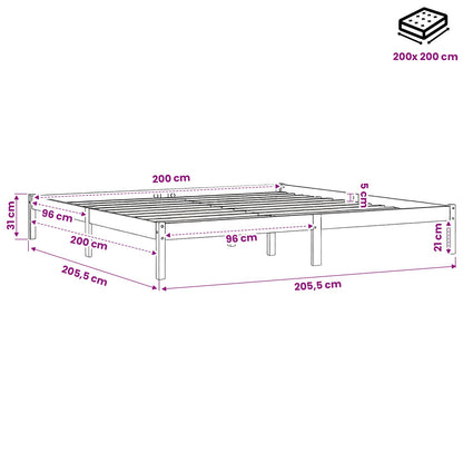 Bed Frame without Mattress Wax Brown 200x200 cm Solid Wood Pine