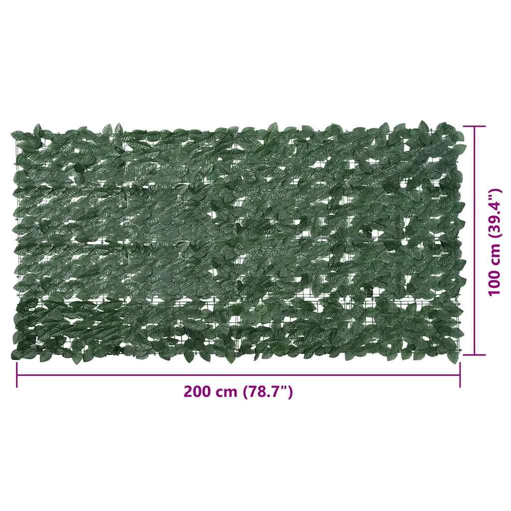 Balcony Screen with Dark Green Leaves 200x100 cm