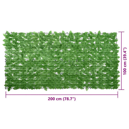 Balcony Screen with Green Leaves 200x100 cm