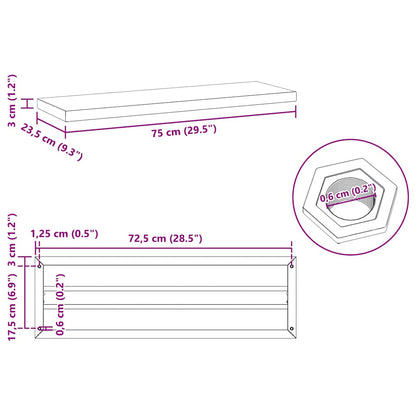 Wall Shelves 2 pcs 75x23.5 cm Black Stainless Steel