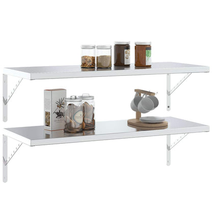 Shelf Brackets 4 pcs 40x2.5x25 cm Silver Stainless Steel