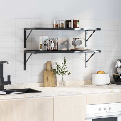 Shelf Brackets 4 pcs 40x2.5x25 cm Black Stainless Steel