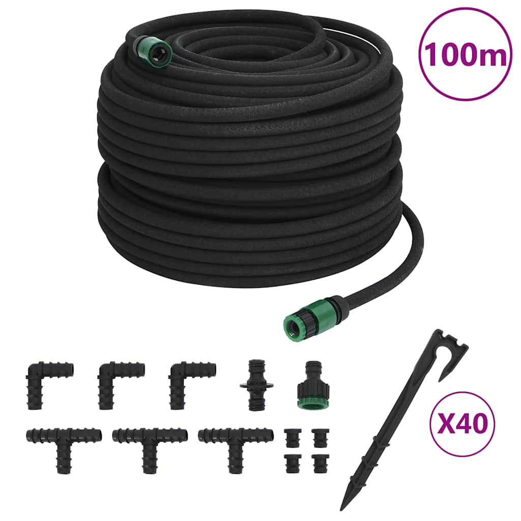 Garden Soaker Hose Black 0,6" 100 m Rubber