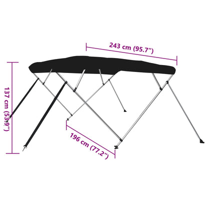 4-bow Bimini Top Black 243x196x137 cm