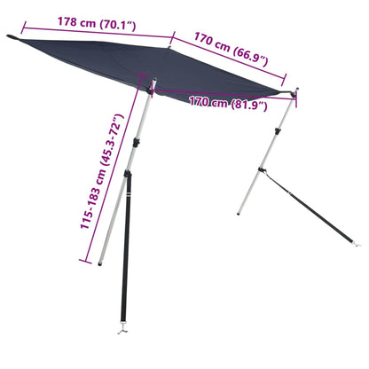 T-Top Shade Extension Navy Blue 170x208x(115-183) cm