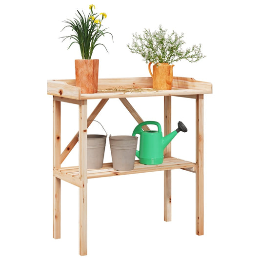 Plant Table with Shelf 78x38x82.5 cm Solid Wood Fir