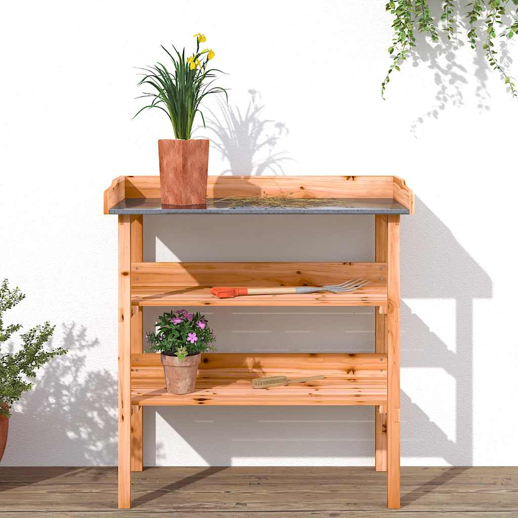 Plant Table with Shelves Brown 78x38x82,5 cm Solid Wood Fir