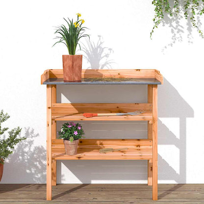 Plant Table with Shelves Brown 78x38x82,5 cm Solid Wood Fir