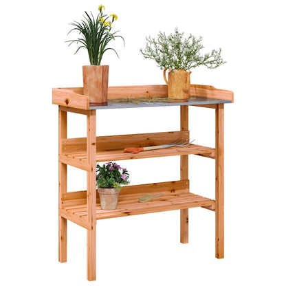 Plant Table with Shelves Brown 78x38x82.5 cm Solid Wood Fir