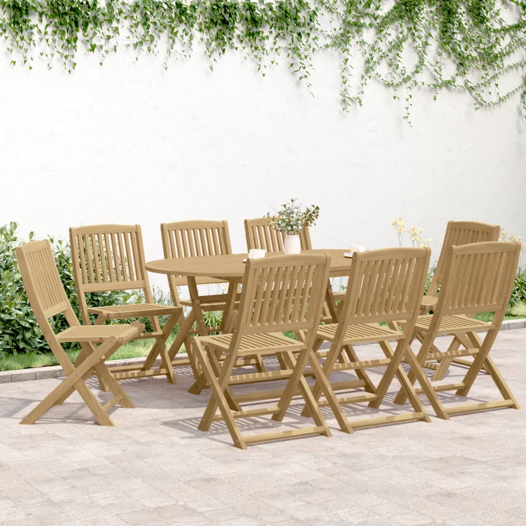 9 Piece Garden Dining Set Solid Wood Acacia