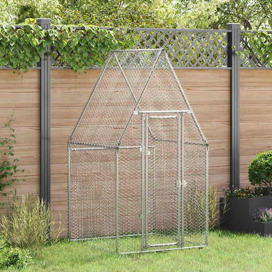 Chicken Cage Silver 100x100x190 cm Galvanised Steel
