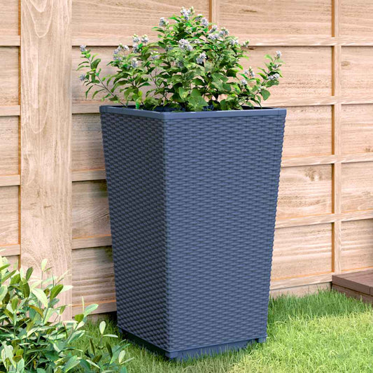 Garden Planters 4 pcs Blue Grey 32.5x32.5x57 cm PP