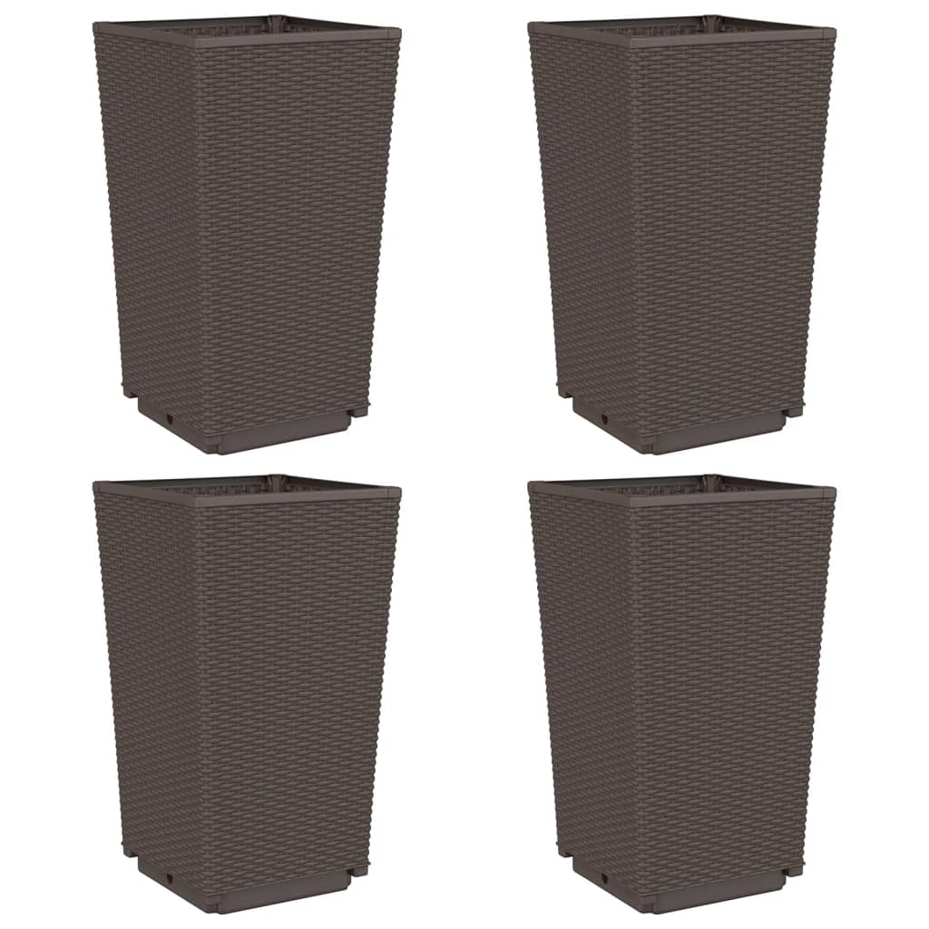 Garden Planters 4 pcs Brown 32,5x32,5x57 cm PP