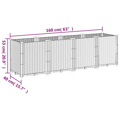 Garden Planter Light Grey 160x40x53 cm PP
