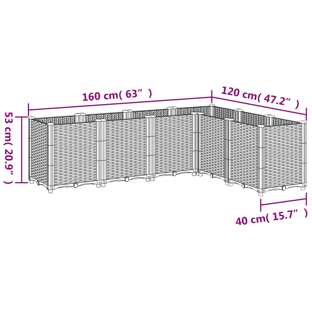 Garden Planter Blue Grey 160x120x53 cm PP