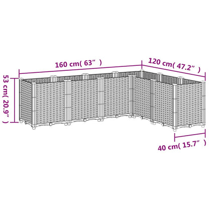 Garden Planter Blue Grey 160x120x53 cm PP