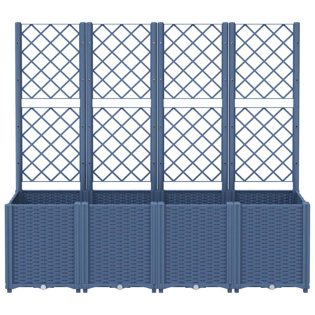 Garden Planter with Trellis Blue Grey 160x40x140 cm PP