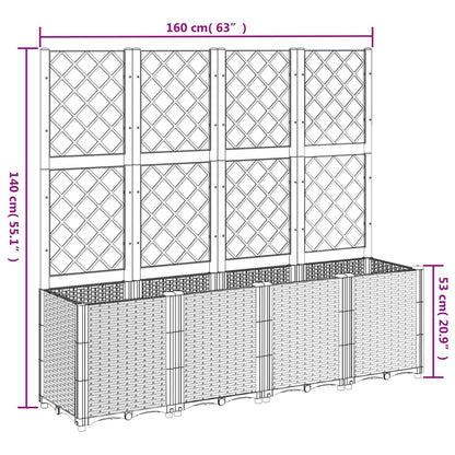 Garden Planter with Trellis Light Grey 160x40x140 cm PP