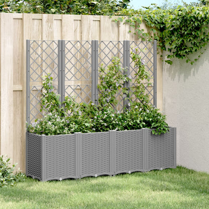 Garden Planter with Trellis Light Grey 160x40x140 cm PP