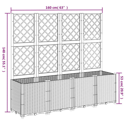 Garden Planter with Trellis Black 160x40x140 cm PP