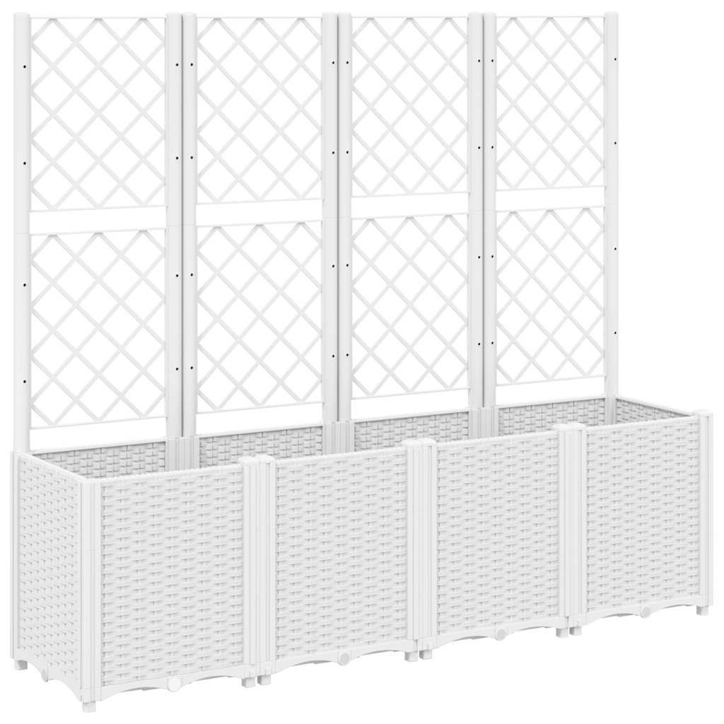 Garden Planter with Trellis White 160x40x140 cm PP