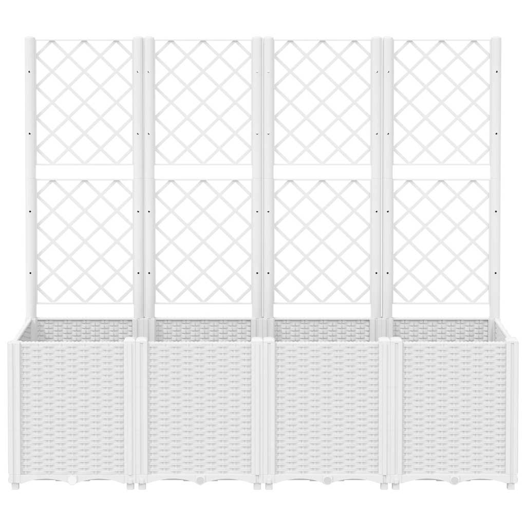 Garden Planter with Trellis White 160x40x140 cm PP
