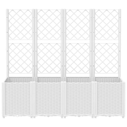 Garden Planter with Trellis White 160x40x140 cm PP