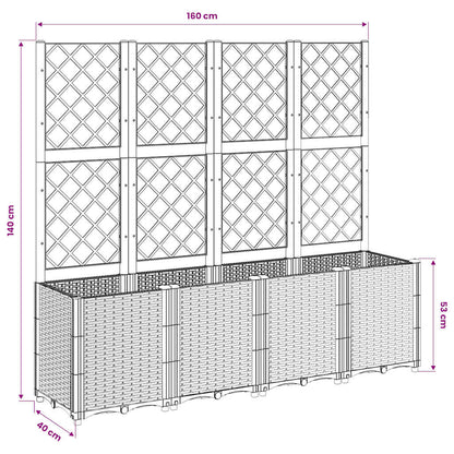 Garden Planter with Trellis White 160x40x140 cm PP