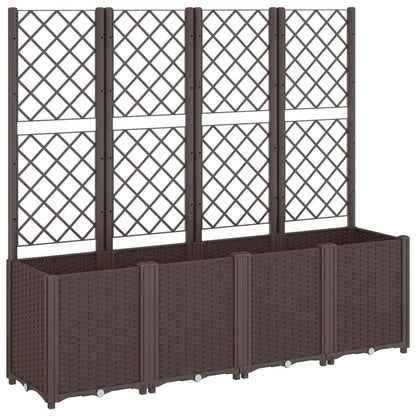 Garden Planter with Trellis Brown 160x40x140 cm PP